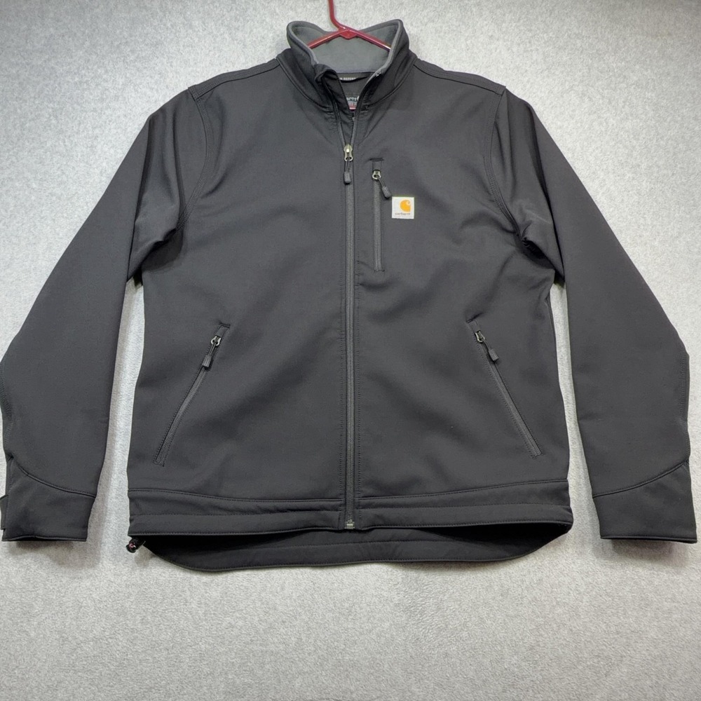 Carhartt Crowley Jacket Mens Large Black Softshell Rain Defender Outdoor Zip